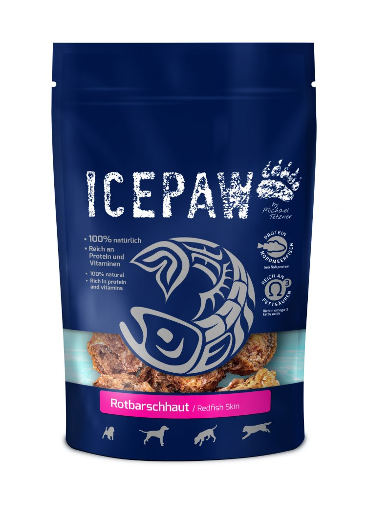 ICEPAW Rotbarschhaut - przysmaki z karmazyna dla psów (100 g)
