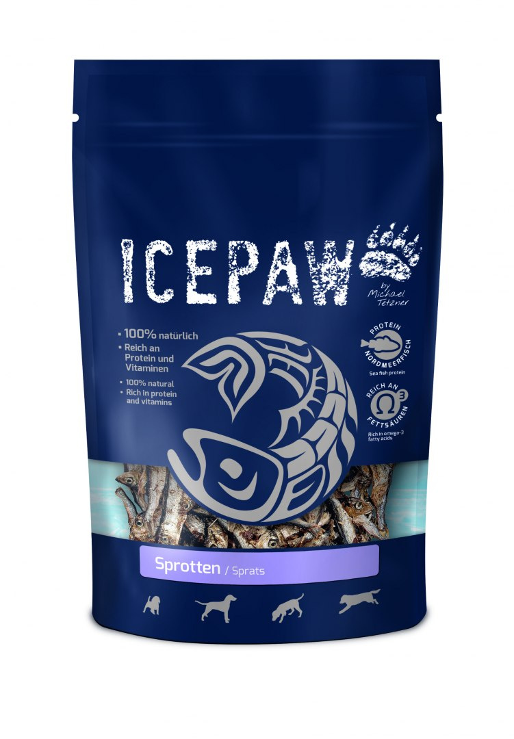 ICEPAW suszone szprotki - przysmak dla psów 250 g