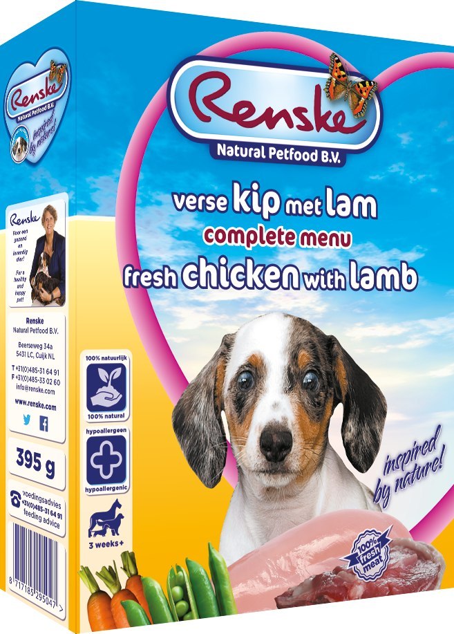 Renske Puppy fresh meat - świeże mięso kurczak i jagnięcina dla szczeniąt 395 g