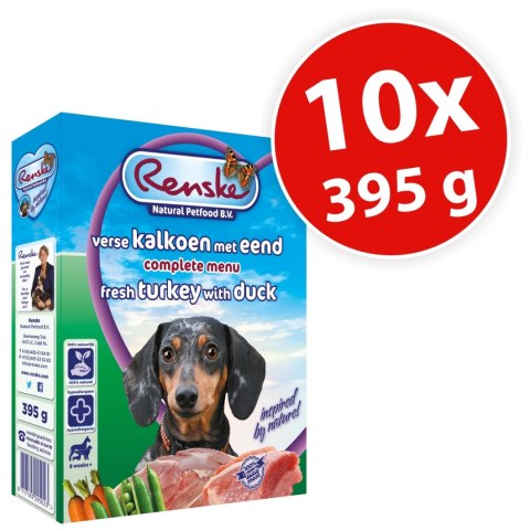 Renske Dog fresh meat - świeże mięso indyk i kaczka dla psów (opak.zbiorcze 10 szt.x395 g)