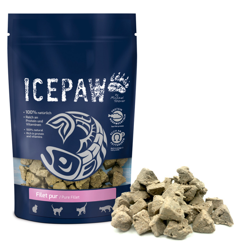 ICEPAW Cat Filet pur - przysmaki z filetów białych ryb dla kotów (150g)