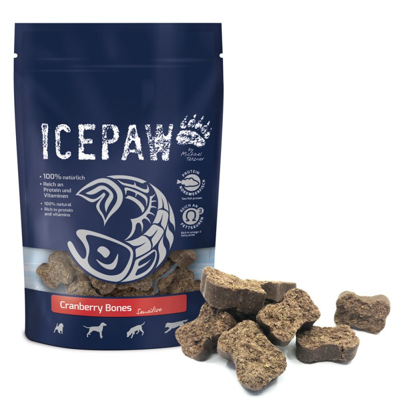ICEPAW Vet Line Sensitive - Cranberry Bones – przysmaki z żurawiną i kaolinitem (200g)