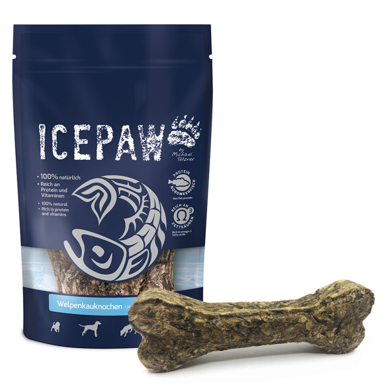 ICEPAW Welpenkauknochen – gryzaki ze skór dla szczeniąt i dorosłych psów (4 szt., ok.250g)