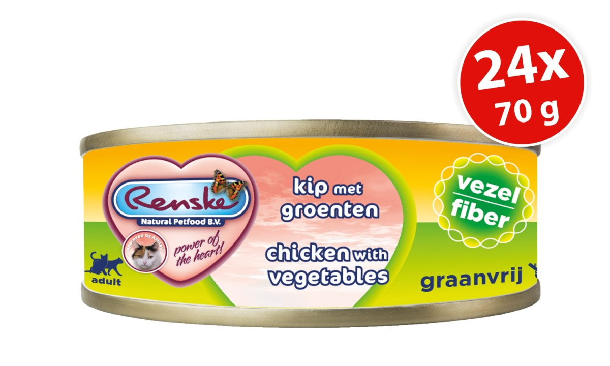 Renske Cat fresh meat - kurczak z warzywami, uzupełniająca, filety (opak.zbiorcze 24szt.x70g)