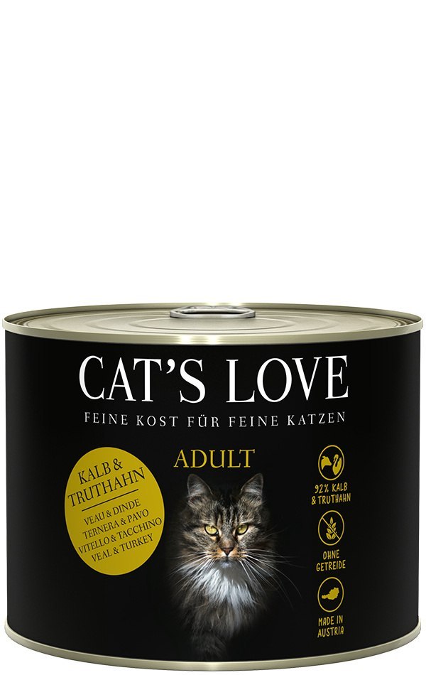 CAT'S LOVE Mix Kalb & Truhahn - cielęcina i indyk z olejem lnianym i kocimiętką (200g)