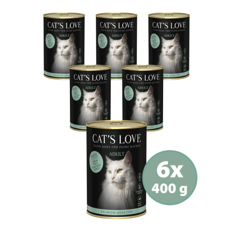 CAT'S LOVE Pute - indyk z olejem z łososia i kocim tymiankiem (6szt.x 400g)