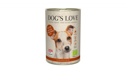 DOG'S LOVE BIO RIND - ekologiczna wołowina z ryżem, cukinią i jabłkiem (400g)