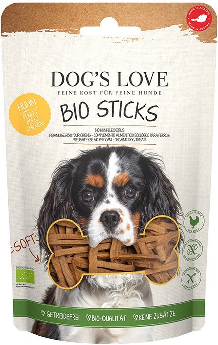 DOG'S LOVE BIO sticks - miękkie patyczki z ekologicznego mięsa kurczaka przysmaki dla psa (150g)
