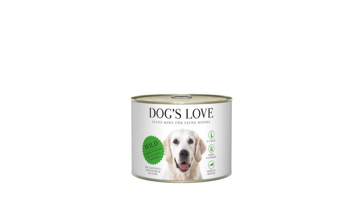 DOG'S LOVE WILD dziczyzna z marchewką, selerem, ziemniakami i śliwkami (200g)