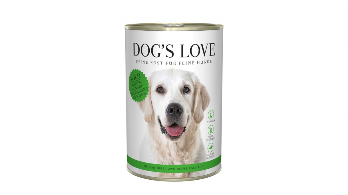 DOG'S LOVE WILD dziczyzna z marchewką, selerem, ziemniakami i śliwkami (400g)