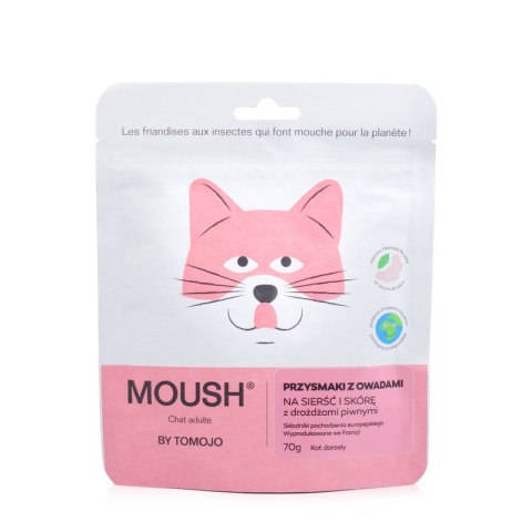 MOUSH funkcjonalne przysmaki dla kota z owadami i drożdżami piwnymi - skóra i sierść (70g)