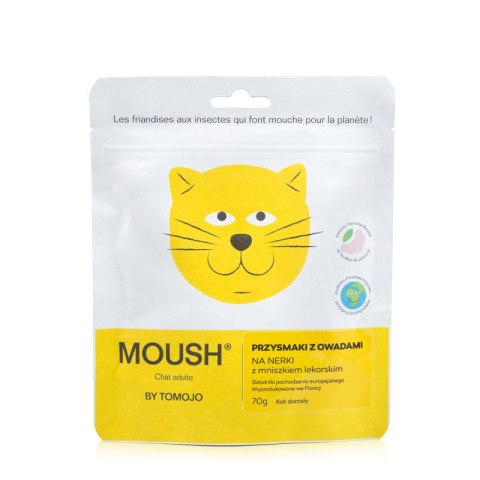 MOUSH funkcjonalne przysmaki dla kota z owadami i mniszkiem lekarskim - nerki (70g)