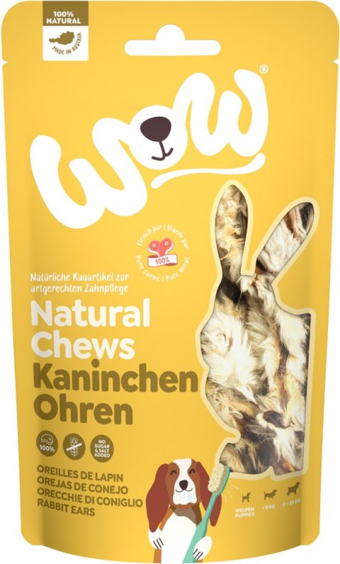 WOW Natural Chews Kaninchenohren - suszone uszy królika (120g)