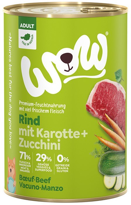 WOW Rind - wołowina z marchewką i cukinią (6 szt. x 400g)