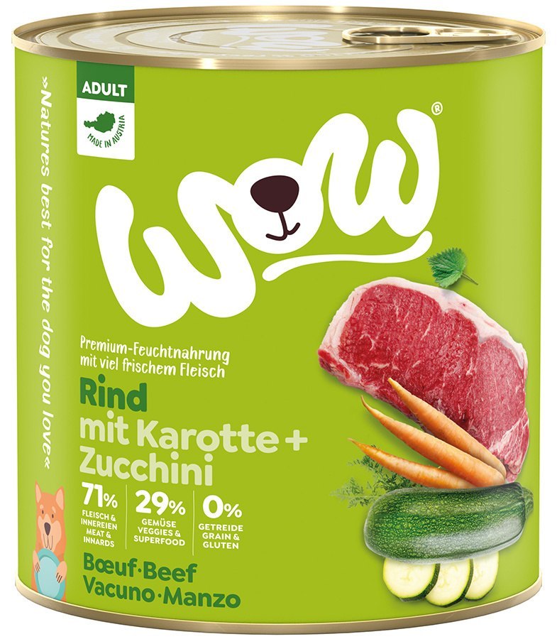 WOW Rind - wołowina z marchewką i cukinią (6 szt. x 800g)
