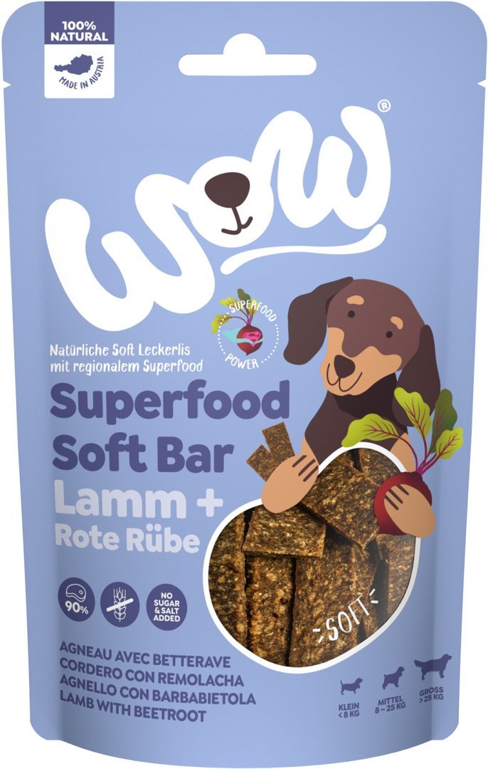 WOW Superfood Soft Bar Lamm - jagnięcina z buraczkami miękkie przysmaki dla psa (150g)
