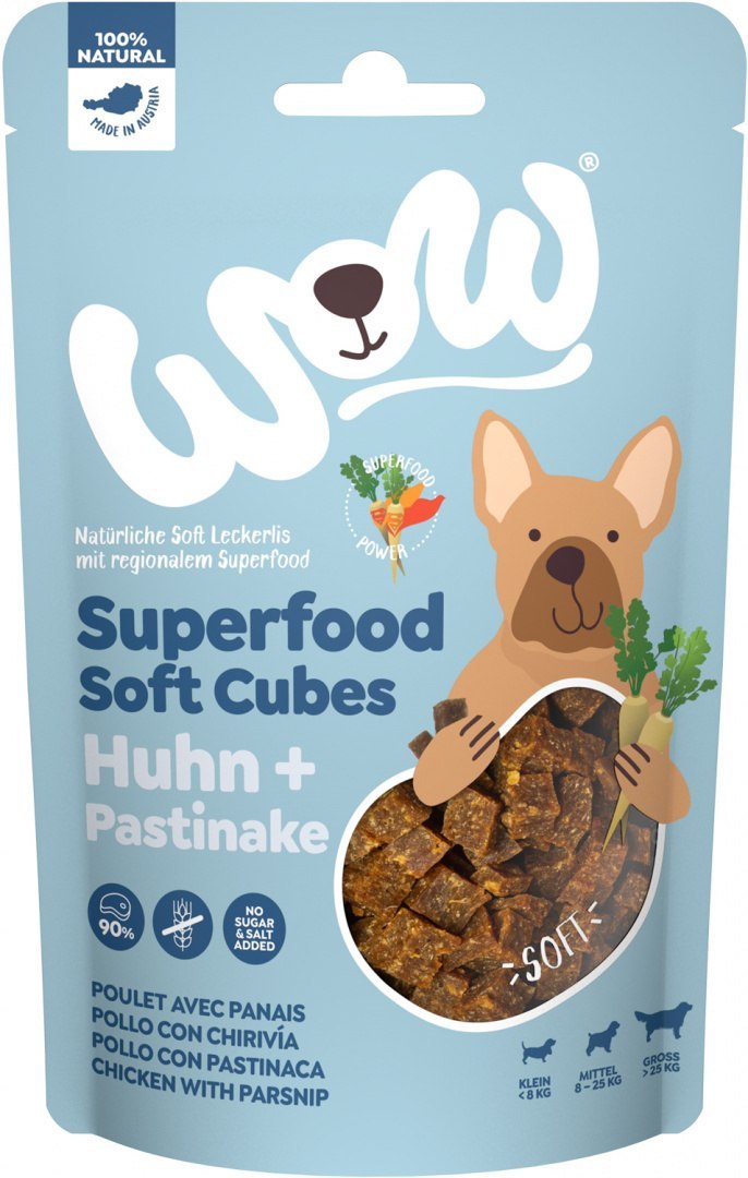 WOW Superfood Soft Cubes Huhn - kurczak z pasternakiem miękkie przysmaki dla psa (150g)