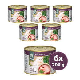 PURE NATURE CAT Huhn Kaninchen - kurczak z królikiem i mniszkiem lekarskim dla dorosłych kotów (6 szt. x 200g)