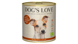 DOG'S LOVE BIO RIND - ekologiczna wołowina z ryżem, cukinią i jabłkiem (800g)