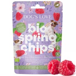 DOG'S LOVE Bio Springs Chips Pute - wiosenne przysmaki z indyka ekologicznego z malinami i miętą (150g)