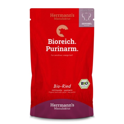 HERRMANN'S Selection Sensitive Dog Bio Rind Purinarm - bio wołowina, niski poziom puryn (150g)