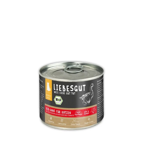 LIEBESGUT CAT Bio Gans – ekologiczna gęś z ekologicznymi płatkami kokosowymi i pomidorami (200g)