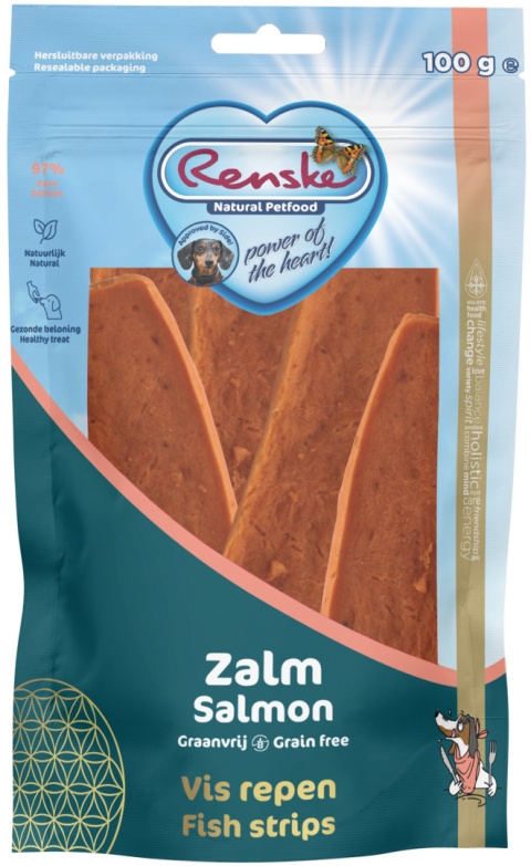 Renske healthy meat strips Salmon - suszone płaty mięsa łososia 100g