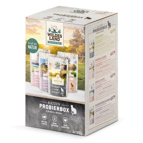 WILDES LAND CAT Box próbny - saszetki dla kota (4x100g)