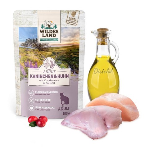 WILDES LAND CAT Classic Kaninchen Huhn - królik i kurczak z żurawiną (100g)