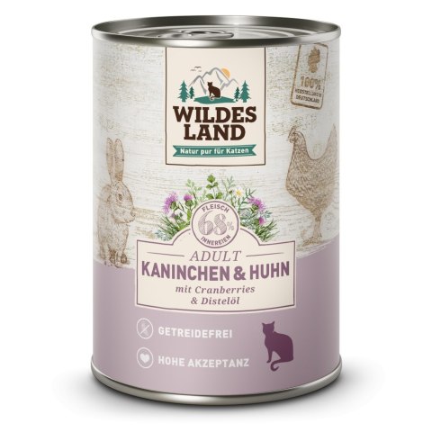 WILDES LAND CAT Classic Kaninchen Huhn - królik i kurczak z żurawiną (400g)