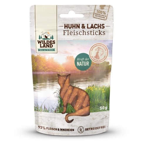 WILDES LAND CAT Fleischsticks Huhn Lachs - patyczki z kurczaka i łososia (50g)