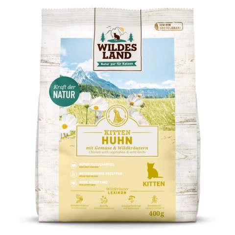WILDES LAND CAT Junior Huhn - kurczak z warzywami i ziołami dla kociąt (400g)