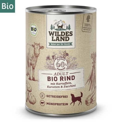 WILDES LAND DOG BIO Rind - bio wołowina z marchewką i cukinią (400g)