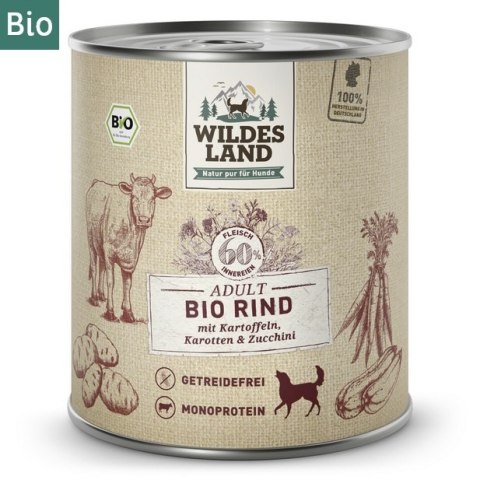 WILDES LAND DOG BIO Rind - bio wołowina z marchewką i cukinią (800g)