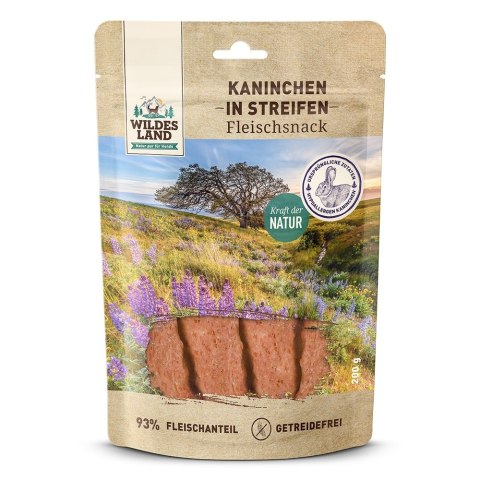 WILDES LAND DOG Kaninchen in Streifen - mięso królika w paskach - przysmaki mięsne dla psa (200g)