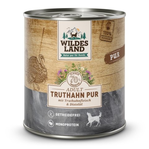 WILDES LAND DOG Truthahn Pur - indyk karma monobiałkowa dla psa (800g)
