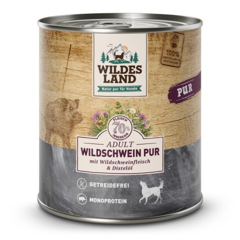 WILDES LAND DOG Wildschwein Pur - dzik karma monobiałkowa dla psa (800g)