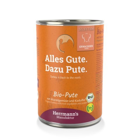 HERRMANN'S MANUFAKTUR Selection Dog Bio Pute - bio indyk z warzywami 5+1 gratis (6szt.x400g)