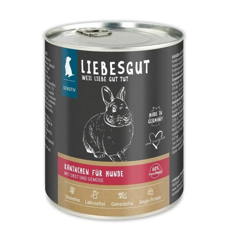 LIEBESGUT DOG Sensitive Kaninchen - królik z ekologicznymi warzywami i owocami (800g)