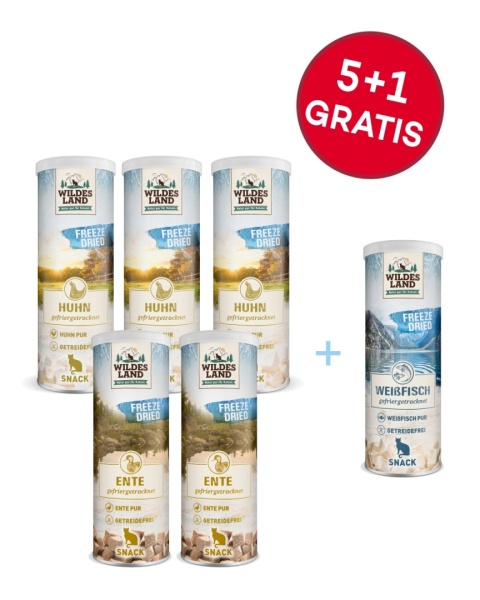 PROMOCJA-VIP-WILDES LAND CAT zestaw 5+1 gratis liofilizowane przysmaki dla kotów