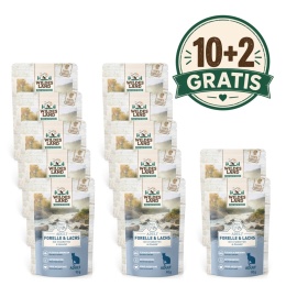 PROMOCJA-VIP-WILDES LAND CAT Classic Forelle Lachs - pstrąg i łosoś z żurawiną 10+2 gratis (12szt.x 90g)