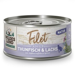 WILDES LAND CAT Thunfisch Lachs Filet - filety z tuńczyka i łososia 10+2 gratis (12 szt.x 80g)
