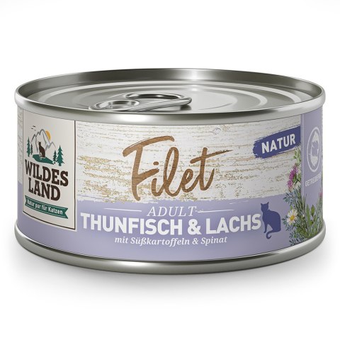 PROMOCJA-VIP-WILDES LAND CAT Thunfisch Lachs Filet - filety z tuńczyka i łososia 10+2 gratis (12 szt.x 80g)