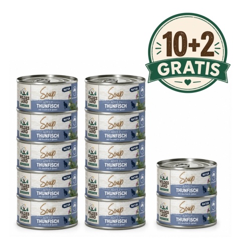 PROMOCJA-VIP-WILDES LAND CAT Thunfisch Soup - tuńczyk z cukinią zupa dla kota 10+2 gratis (12x80g)