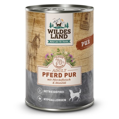 PROMOCJA-VIP-WILDES LAND DOG Pferd Pur - konina karma monobiałkowa dla psa 5+1 gratis (6szt.x 400g)