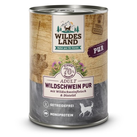 WILDES LAND DOG Wildschwein Pur - dzik karma monobiałkowa dla psa 5+1 gratis (6szt.x400g)