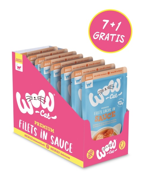 PROMOCJA-VIP-WOW CAT Lachs in sauce - filety łososia w sosie 7+1 gratis (8 szt.x 85g)