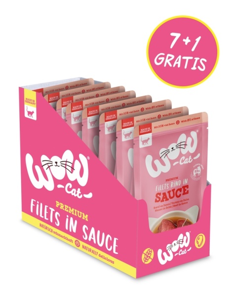 PROMOCJA-VIP-WOW CAT Rind in sauce - kawałki wołowiny w sosie 7+1 gratis (8szt.x 85g)